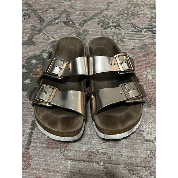 Metallic Gold Womens Birkenstock Arizona Sandals Size 41 EU 10 US Narrow - Picture 1 of 16